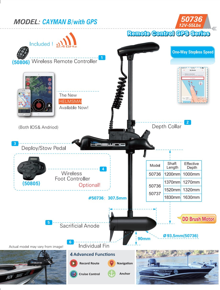 CAYMAN GPS WITH ANCHOR MODE ON REMOTE 12V 55Lbs