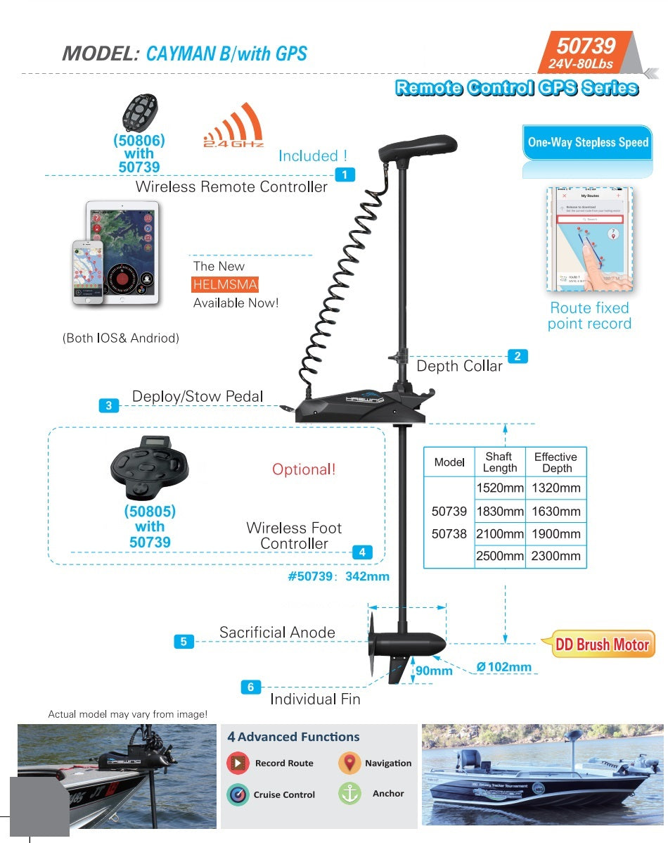 CAYMAN GPS WITH ANCHOR MODE ON REMOTE 24V 80Lbs