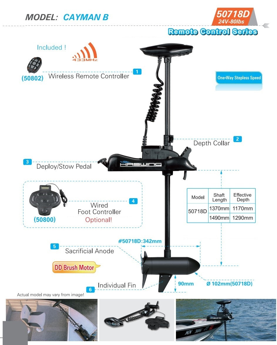 CAYMAN BOW MOUNT TROLLING MOTOR 24V 80Lbs